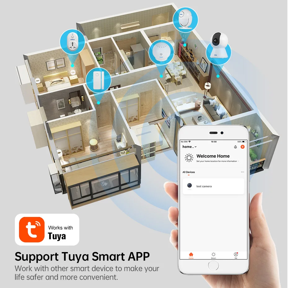 KERUI Mini Indoor Wireless 5MP Tuya Smart WiFi IP Camera Home Security CCTV Telecamera di sorveglianza con tracciamento automatico Onvif