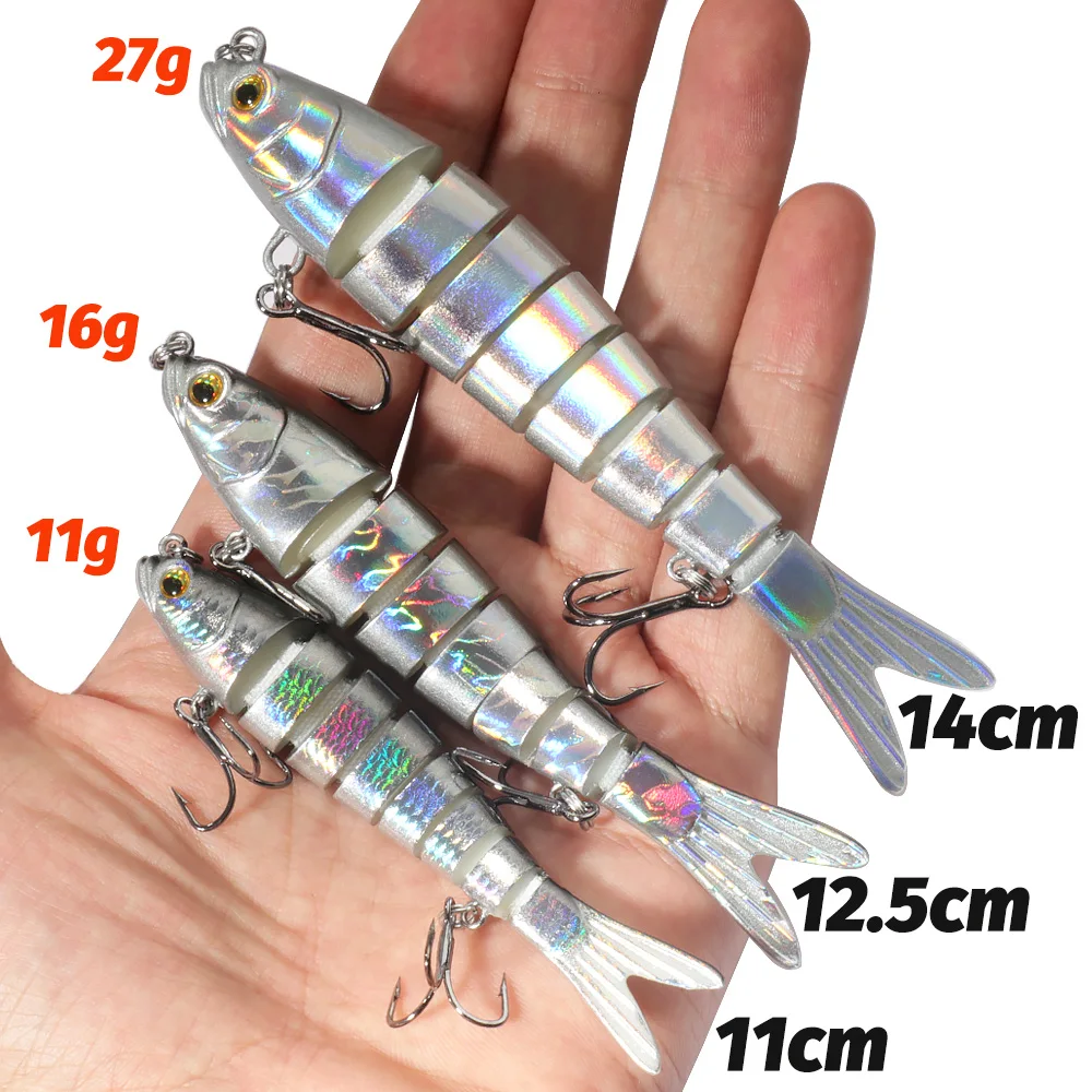 GOBAIT Swimbait 11g 16g 27g señuelo multiarticular segmento biónico de hundimiento lento Pesca lubina anzuelo triple aparejos de Pesca de carpa cebo duro