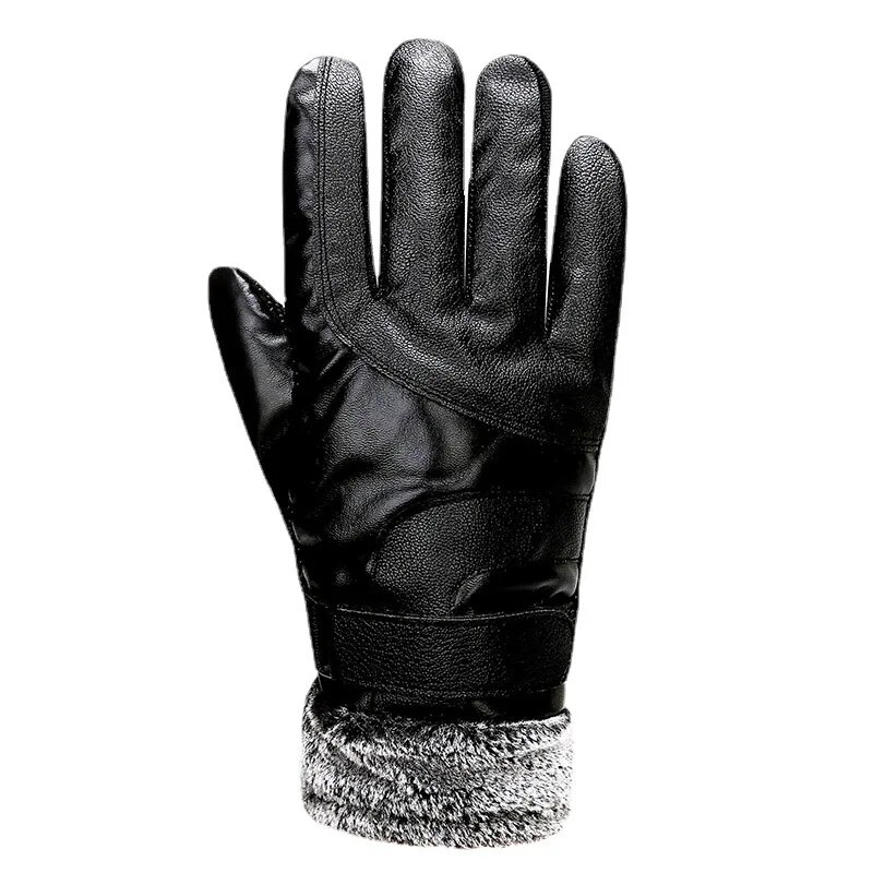 Guantes de cuero para hombre y mujer, manoplas gruesas y cálidas con pantalla táctil, resistentes al viento, impermeables, para conducir y montar en motocicleta, Invierno