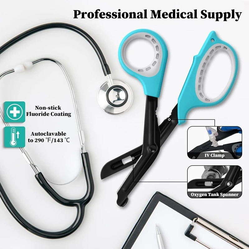 7.5" Medical Scissors Bandage Scissors Trauma Shears for Nurses, Fluoride Coated Non-stick Blades Nursing EMT Students First Aid