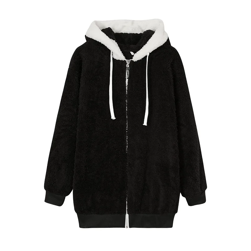 Nuevo estilo, abrigo de moda de invierno para mujer, ropa informal con capucha y cremallera para mujer, chaqueta de lana de Cachemira para mujer, abrigos de Color sólido para mujer