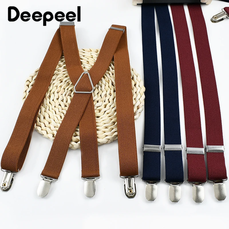 1Pc Deepeel 2.5*100cm Men 4 Clips Suspender Adults Adjust Elastic Harness Y-Type Wide Strap Jockstrap Suspenders DIY Accessories