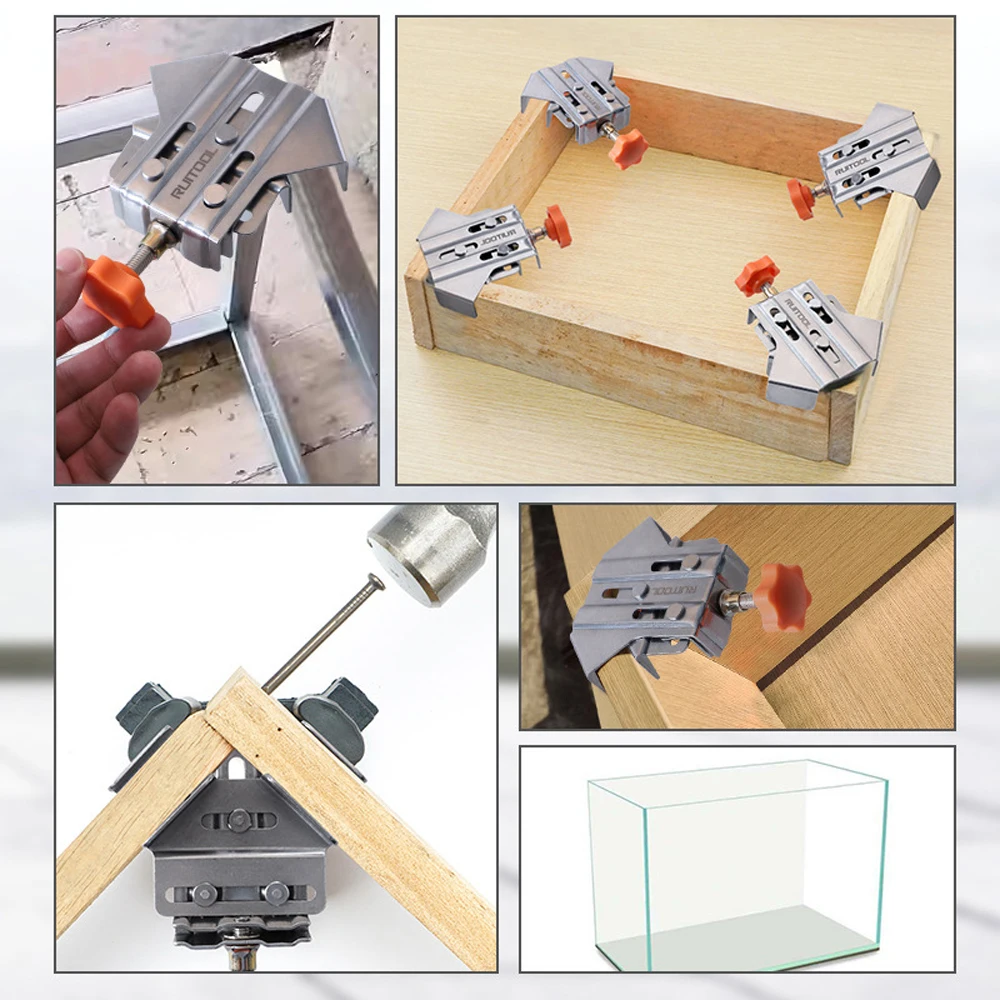 Clips de esquina de fijación de 90 °, abrazadera de ángulo recto para carpintería, carpintero, abrazadera de posicionamiento rápido, acero inoxidable para empalme de paneles de madera