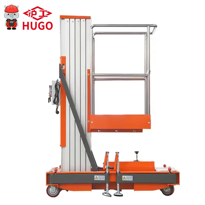 Piccolo ascensore mobile aereo uomo ascensore elettrico arrampicata portatile lavoro piattaforma elevatrice in lega di alluminio a palo singolo