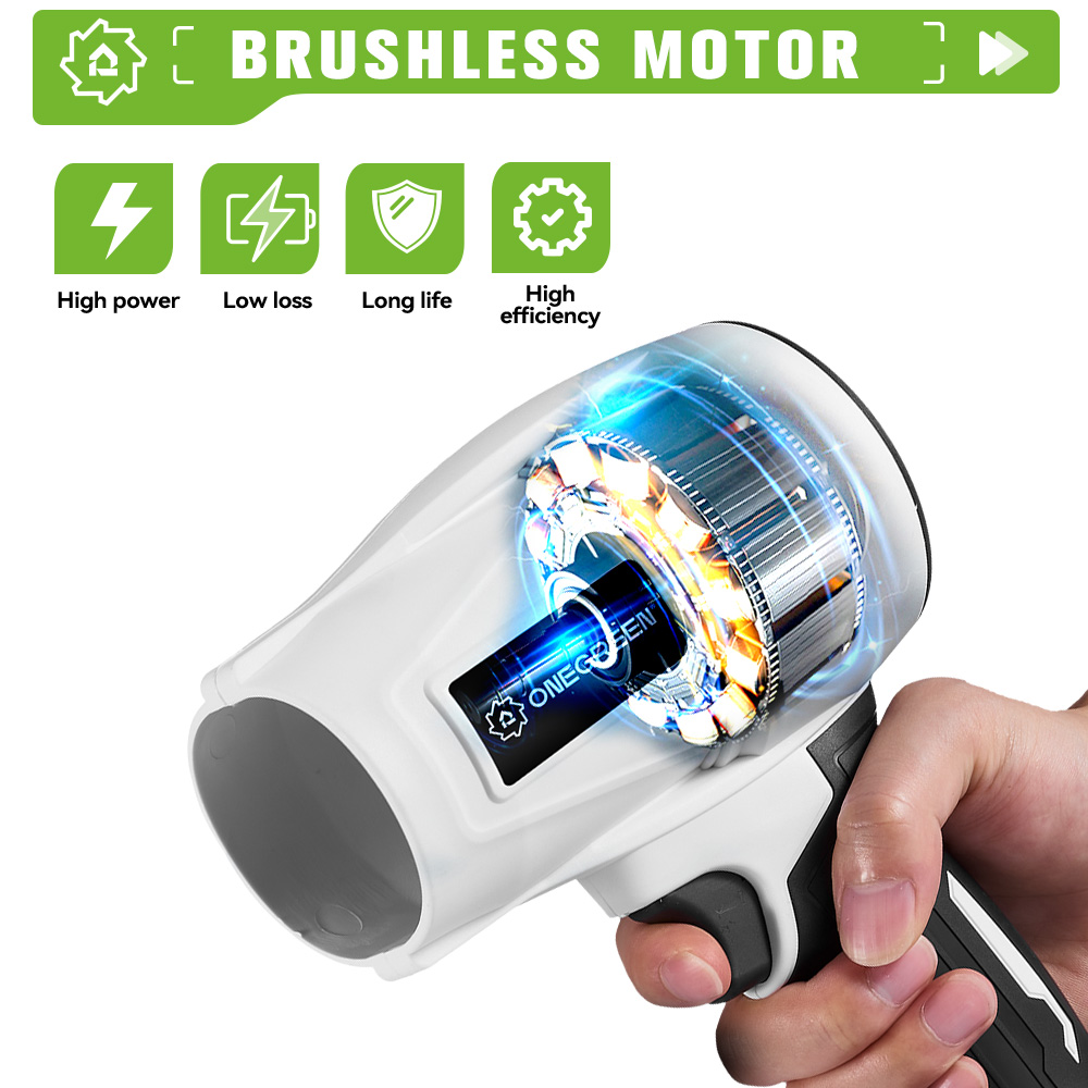 ONEGREEN 2000 W bürstenloser elektrischer Turbogebläse, Strahlventilator, 200 m/s, Handluftgebläse, heftiges Blaswerkzeug für Makita 18 V-Batterie