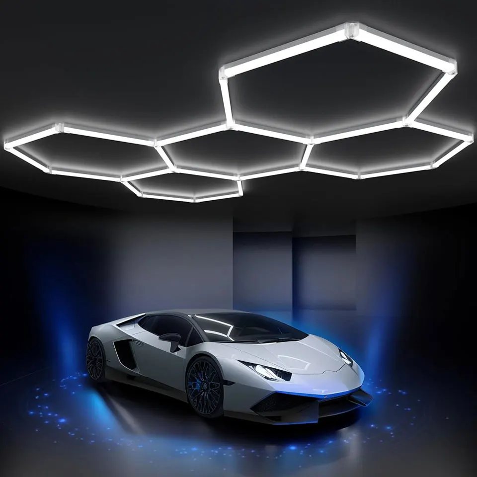Led favo de mel lâmpada barbearia luz hexágono luzes lâmpada AC85-265V led tubo iluminação teto para oficina detalhando carro