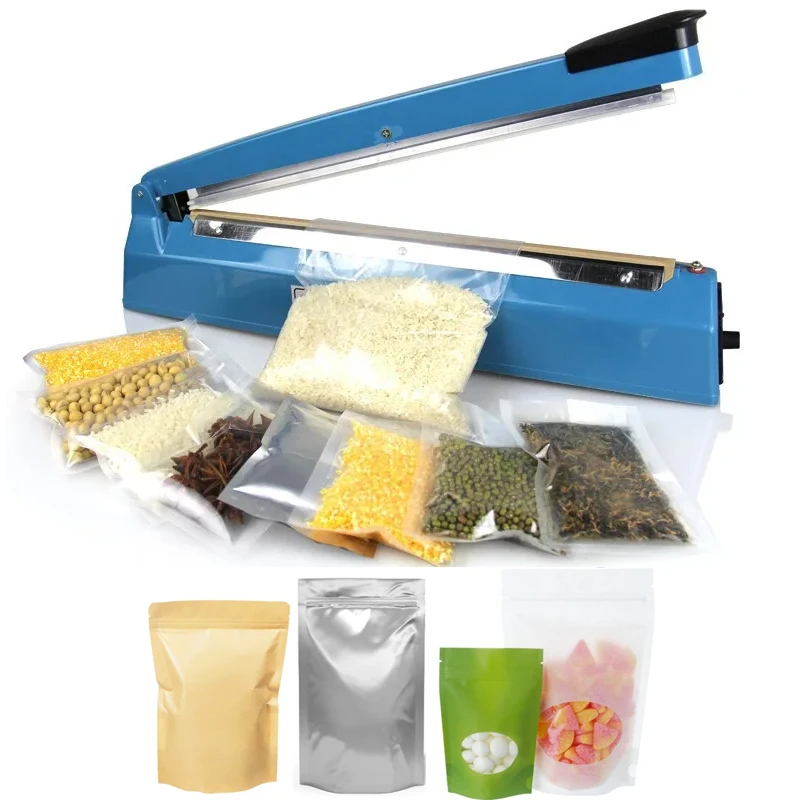 Sellador de bolsas de impulso de 400mm, máquina Manual de sellado de bolsas, prensa Manual, sellador de calefacción eléctrica de calor de plástico de aluminio