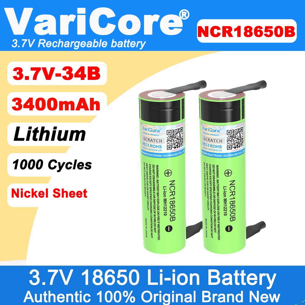 VariCore новый оригинальный 18650 NCR18650B литий-ионный аккумулятор 3,7 В 3400 мАч аккумуляторы DIY никелевый лист