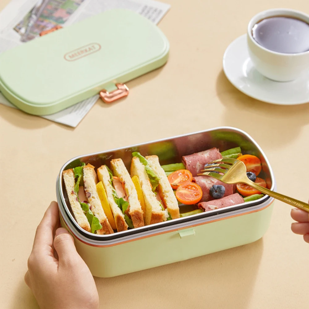 Scatole per il pranzo termiche per ufficio, scatole per il pranzo elettriche portatili, scaldavivande in acciaio inossidabile Bento Box con riscaldamento senza acqua