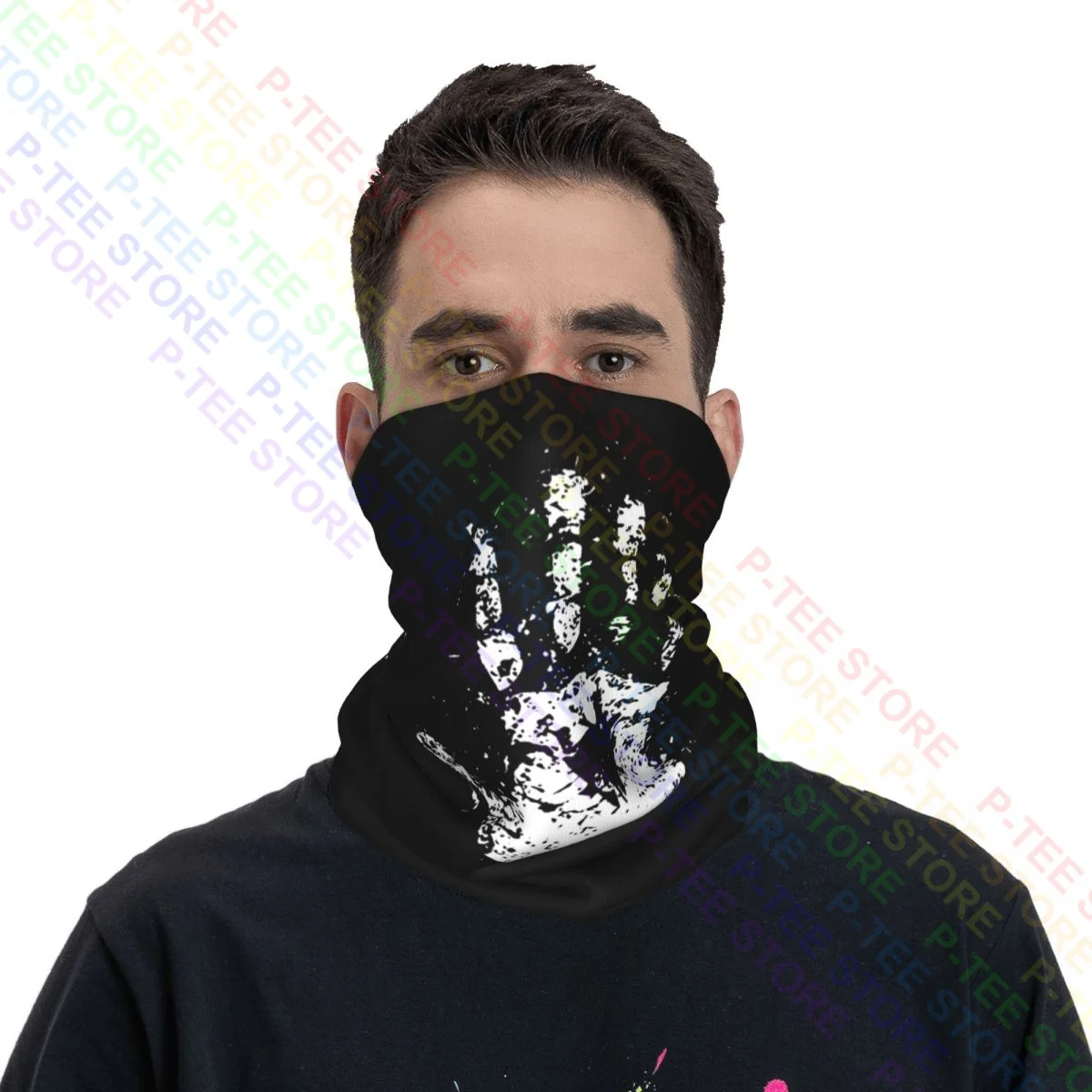 Eengard-白と黒のボヘミアンスクリューロードマスク,saruman記号,リング,ukuネックgaiter,バンダナスカーフ,フェイスマスク