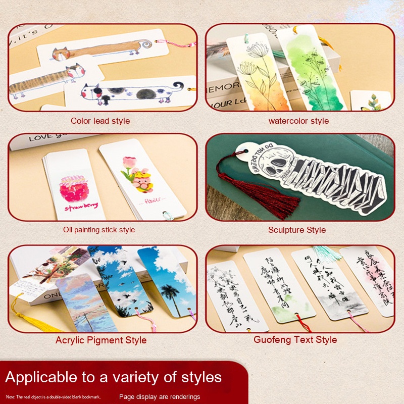 20/25 แผ่นวาดด้วยมือบุ๊คมาร์คกระดาษ DIY Bookmark อ่านหนังสือ Mark Book Page Marker กับพู่เครื่องเขียน