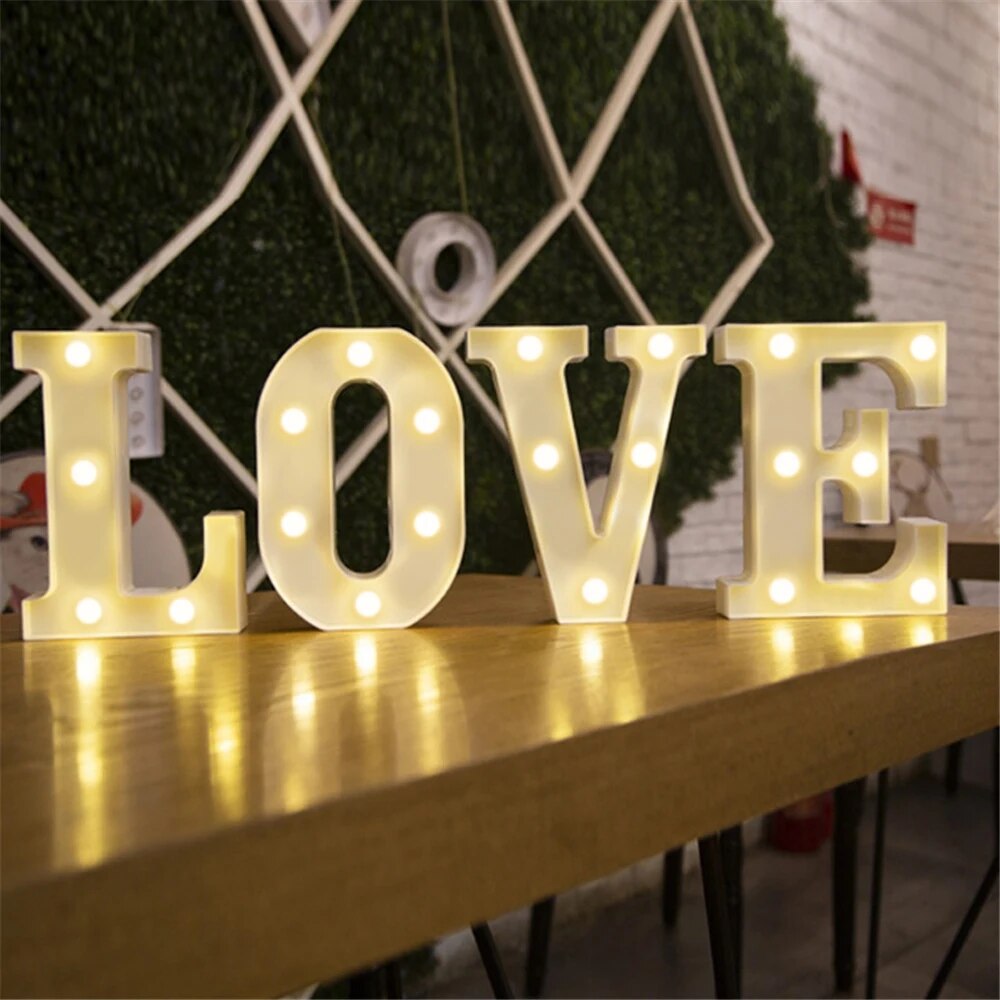 Lampe LED avec Lettres et Chiffres, Alphabet Shoous, Veilleuse de Décoration pour la Maison, Mariage, Anniversaire, ixde Noël