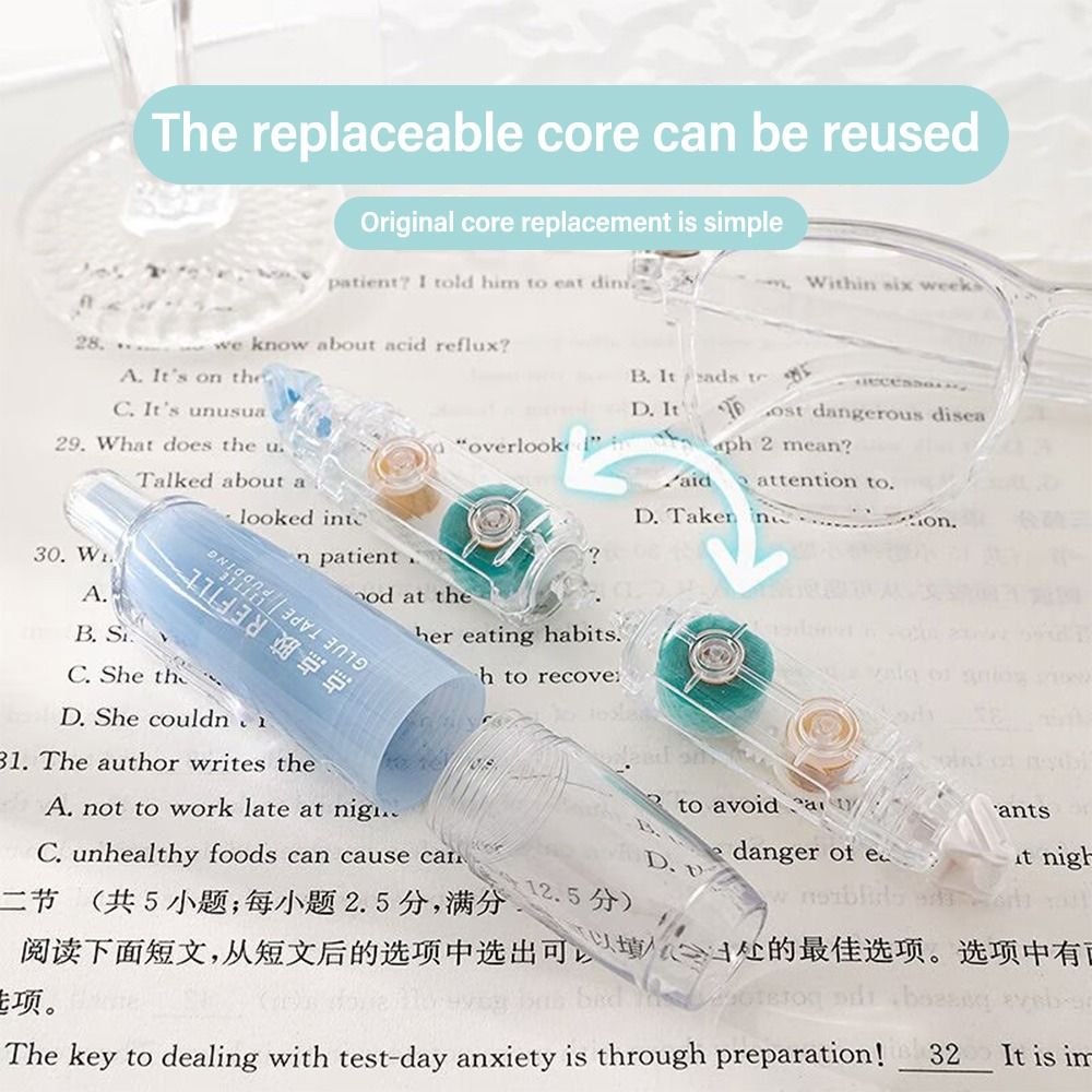 360 Degree Rotation Tip Double Sided Adhesive DIY Scrapbooking Replaceable Core Roller Glue Tape Pen Shape Press Type