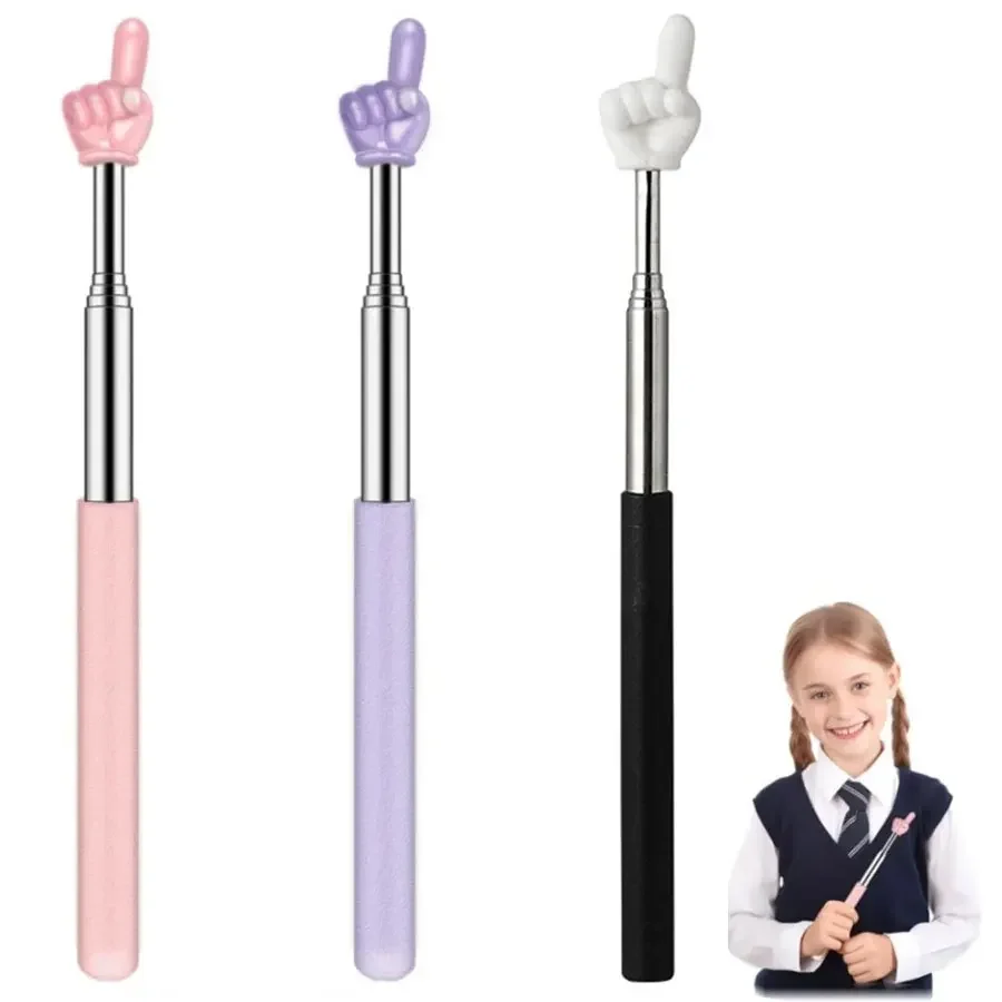Puntero de acero inoxidable para padres e hijos, varilla telescópica, diseño de dedo, herramienta conmemorativa para niños