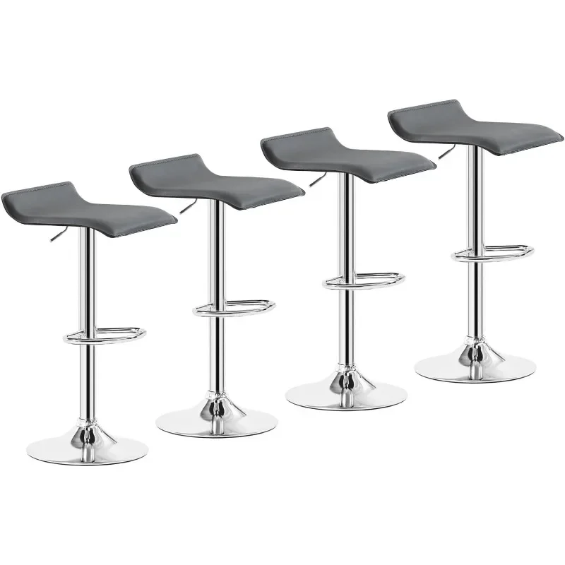 Bar Stools Set of 4, Armless Adjustable Swivel Barstools, Modern Backless Counter Height Stools for Kitchen, Island, Bar, White