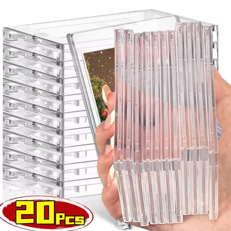Soporte transparente para tarjetas comerciales, soporte de exhibición de tarjetas triangulares acrílicos, funda protectora para tarjetas fotográficas, 20-1 Uds.