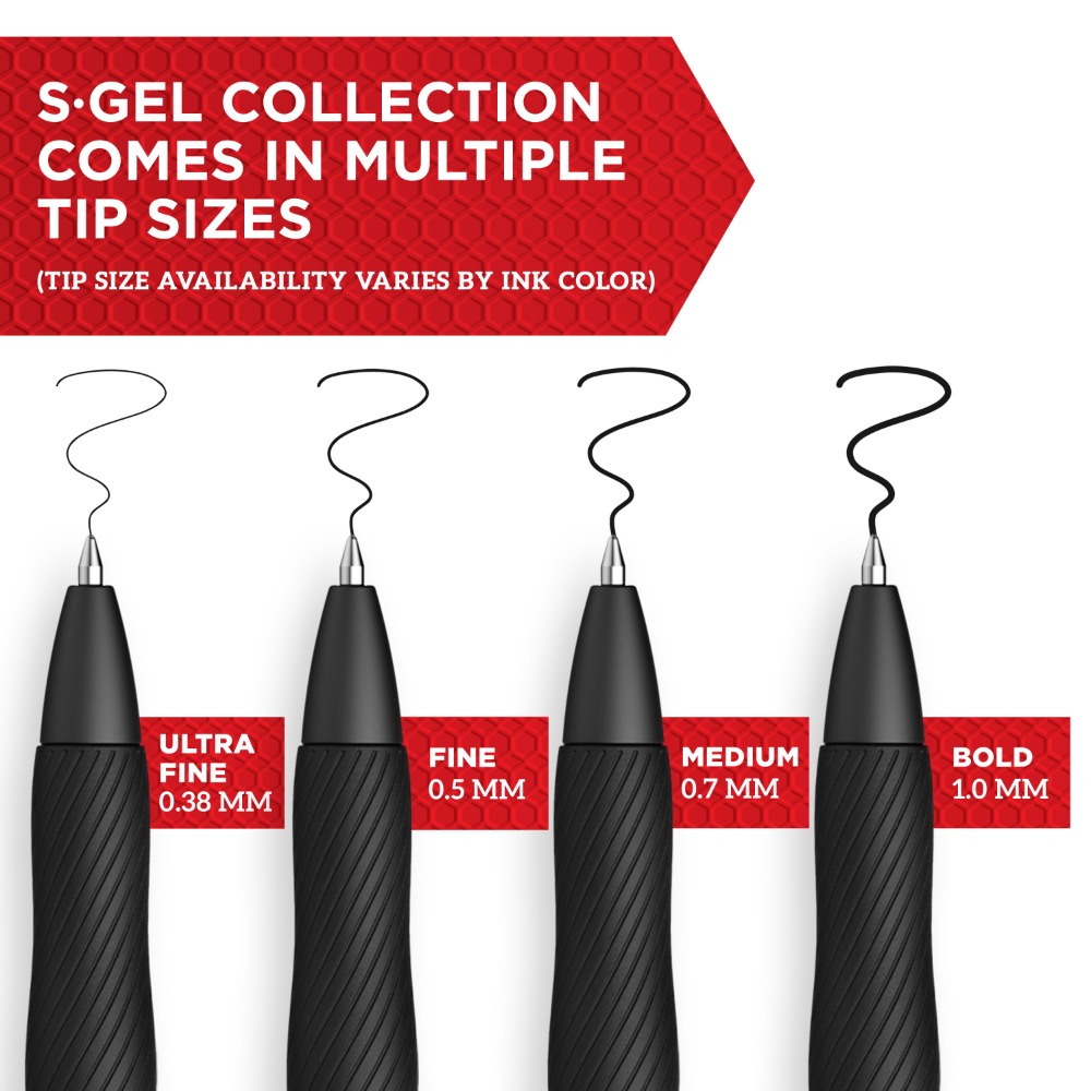 Pens 0.5 mm Pen Point Size, Black Gel-based Ink, 4 Pack