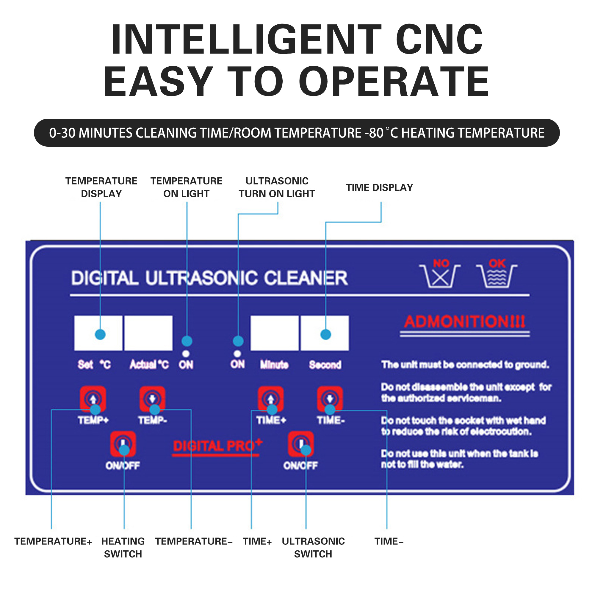 2/3/6/10L/30L デジタル加熱超音波クリーナー 220V 40KHZ ステンレス鋼超音波洗浄機家電