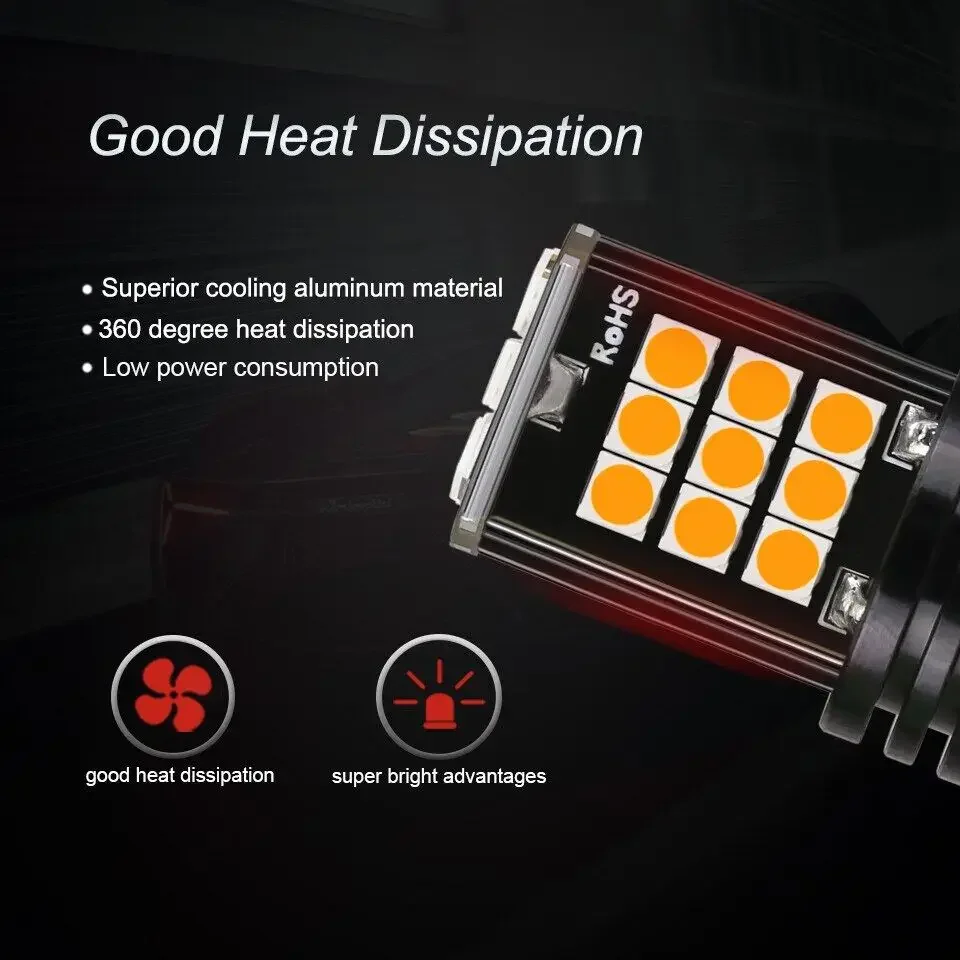 2pcs T20 7334 ไฟเบรค LED ย้อนกลับหลอดไฟ Fit สําหรับ Universal รถ 7440 W21W W21/5W Amber สีแดง 12V