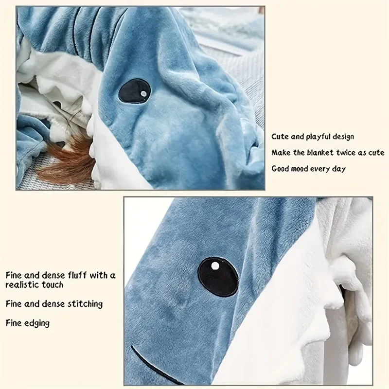 Manta de tiburón para adultos, mono con capucha, divertido saco de dormir para fiesta de sueño, invierno, cálido, nuevo, 1 unidad