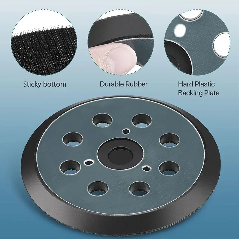 8-Holes 3/4 Nails Sander Pad 125mm Backing Sanding Disc Pad Hook Loop For  Electric Makita Sander Random Orbit Sander Polishing