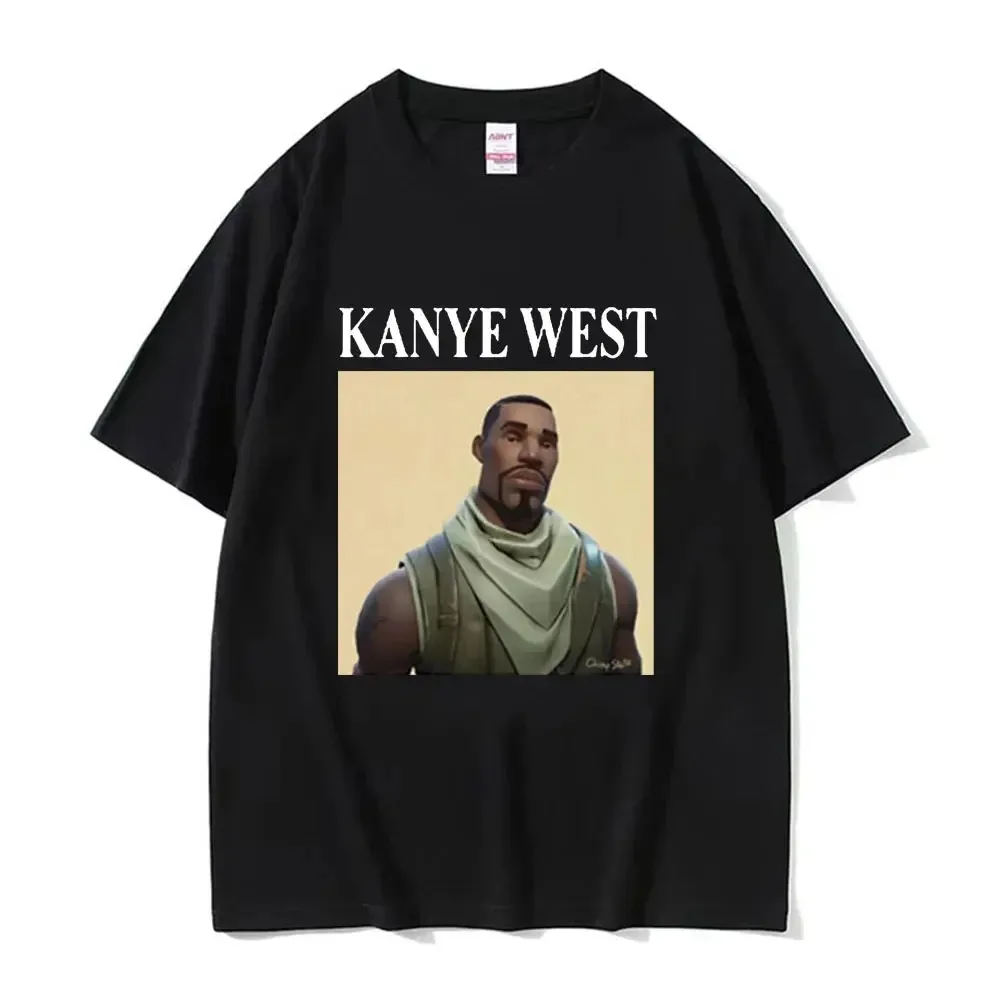 男性と女性のためのカニエスタイルの半袖Tシャツ,レトロなスタイルの綿100% のTシャツ,ヒップホップスタイル,ストリートウェア
