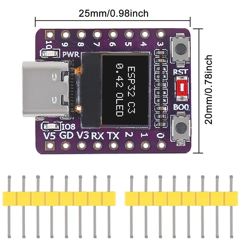 Aokin ESP32-C3 Development Board With 0.42 Inch OLED Module Ceramic Antenna Wifi Bluetooth ESP32 Supermini Development Board