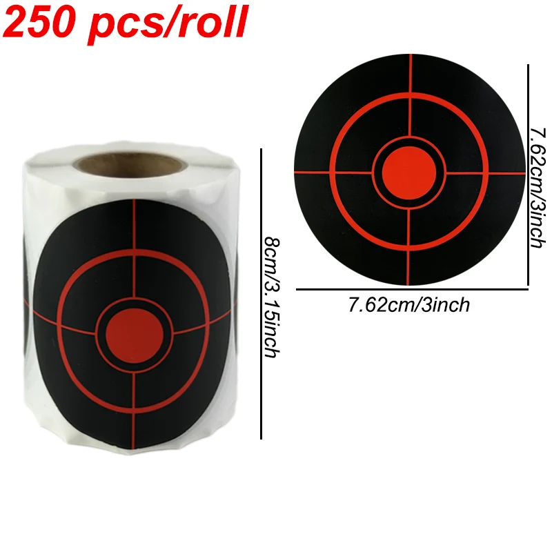 200 PCS/250 PCS/ม้วน 3 "Self กาวเป้าหมายการยิงสติกเกอร์ Splatter Splash AMP Reactive การฝึกอบรมการล่าสัตว์สติกเกอร์