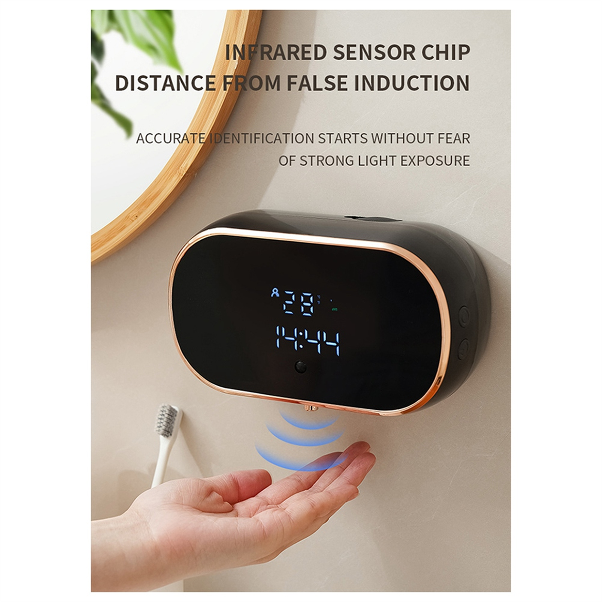 BABQ センサーソープディスペンサー 自動泡ハンドウォッシュディスペンサー 壁掛け液体ソープディスペンサー 浴室用 キッチン ホワイト