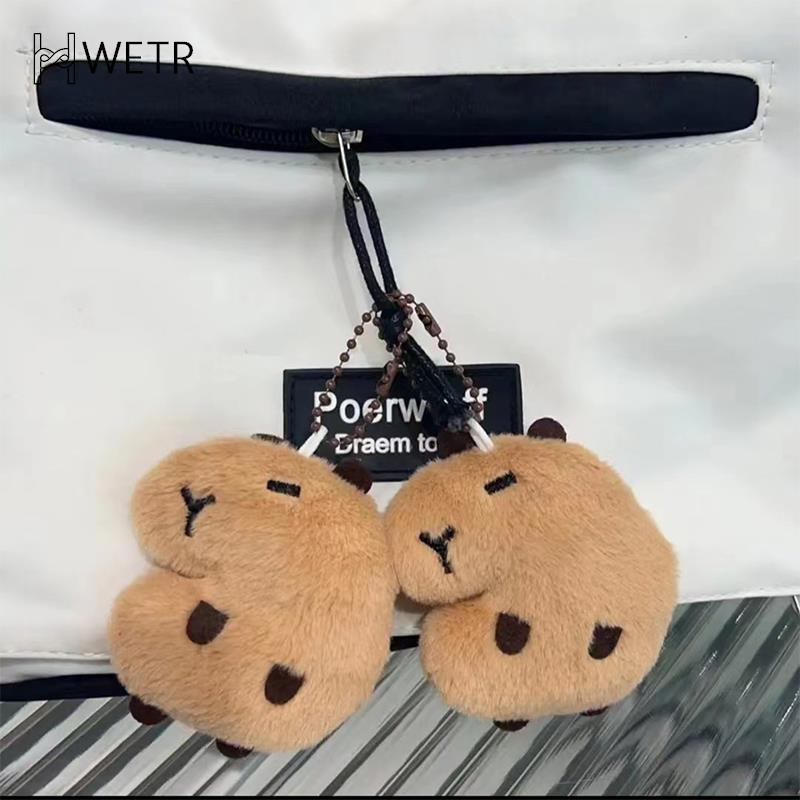 Criativo macio animal de pelúcia capivara boneca de pelúcia estrela rangido brinquedo dos desenhos animados saco pingente chaveiro mochila saco do carro chaveiro