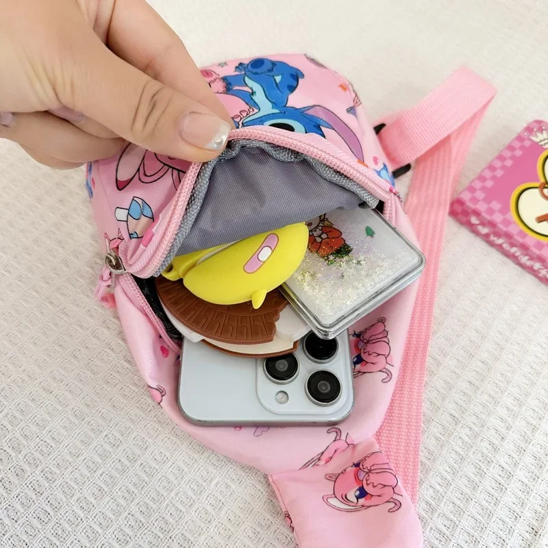 Cartoon Mini Stitch & Angel Sling Chest Bag Anime Borsa a tracolla Borsa a tracolla Portamonete Regalo per la festa di Natale di Halloween