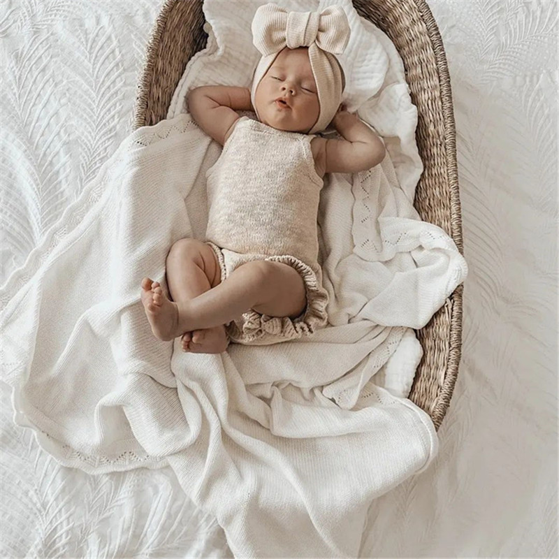 Knitted Baby Blankets Newborn Swaddle Wrap Throw Blanket Nordic Cotton Soft Baby Stroller Crib Blanket Nursery Bedding Quilt