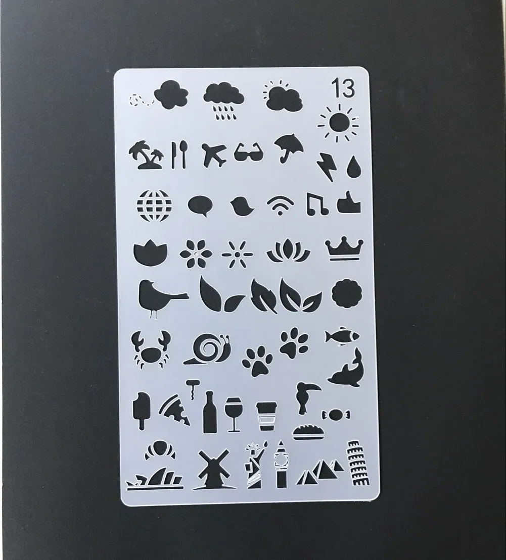 12 pezzi Bullet Journaling Stencil Set Modello Geometria Forma Planner Stencil Scrapbooking Stencil per pittura e decorazione