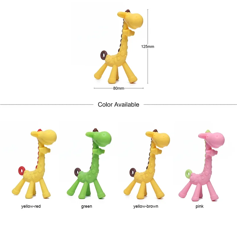 1PCS เด็กซิลิโคนการงอกของฟันแปรงสีฟัน BPA ฟรียีราฟรูปร่างปลอดภัย Toddle Teether Chew ของเล่น Teethers บรรเทาทารกเหงือก