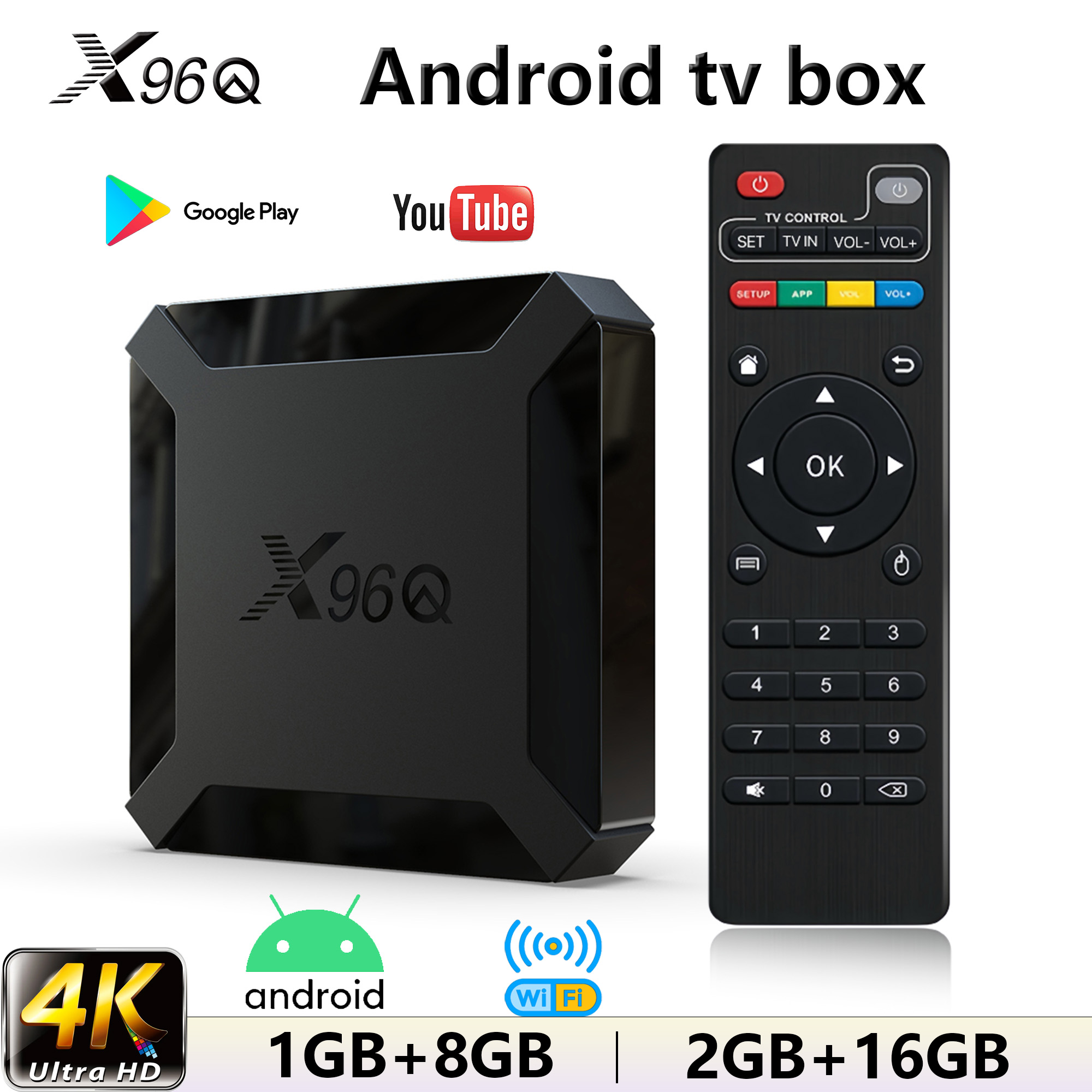 TV Box Android Global Quad Core com suporte WiFi 4K descodificação de vídeo RAM 1/2 GB ROM 8/16 GB Youtube Portable Media Player X96Q