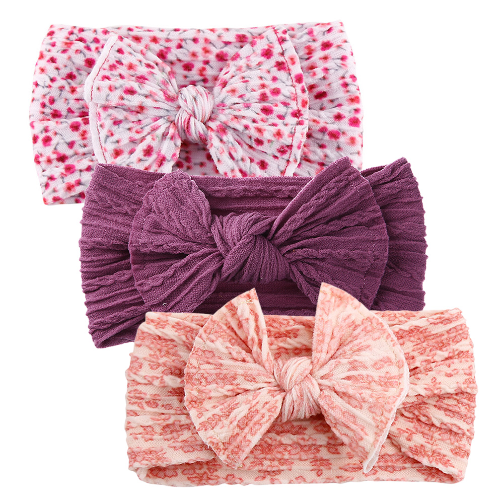3 Cái/bộ Nylon Mềm Mại Cho Bé Nơ Đầu Sơ Sinh Bé Gái Hoa Cúc In Tóc Topknot Thun Cao Cấp Trẻ Em Đầm Headwraps