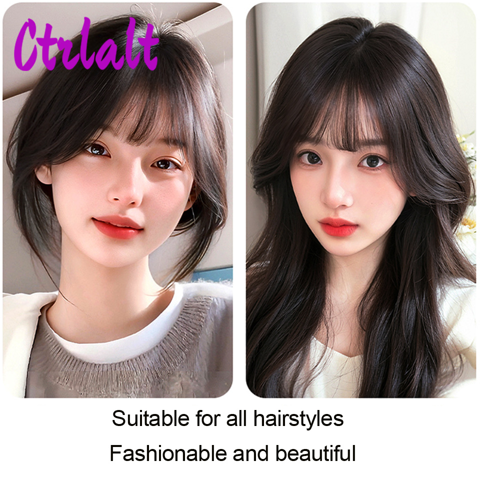 Clip de estilo coreano en flequillo, cabello humano Real, flequillo de pelo fino, negro, marrón, flequillo de aire, postizos para mujeres para uso diario