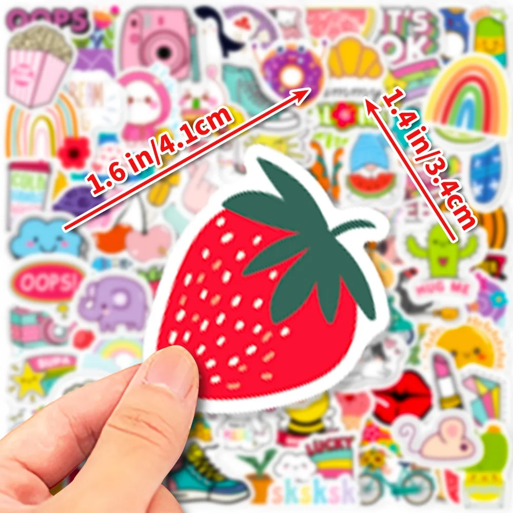 100pcs Kawaii น่ารักสติกเกอร์ Vsco สุนทรียศาสตร์สดสําหรับเด็กที่มีสีสันสติกเกอร์ DIY แล็ปท็อปขวดน้ําโทรศัพท์สติกเกอร์ตกแต่ง