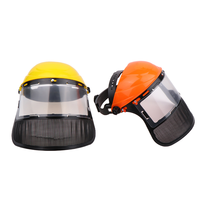 Chapéu de segurança com malha integral para aparador de grama, máscara protetora, cortador de escova, proteção florestal, novo