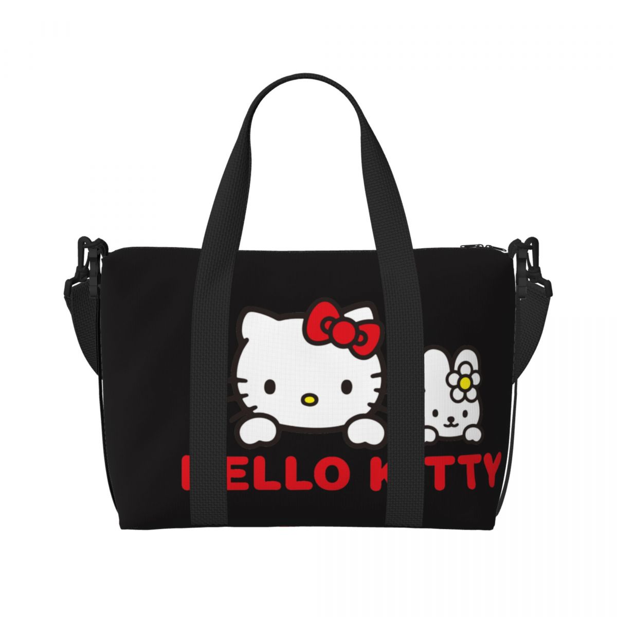 Benutzerdefinierte große Hello Kitty Cartoon Einkaufstasche Damen Schulter Shopper Gym Strand Reisetasche