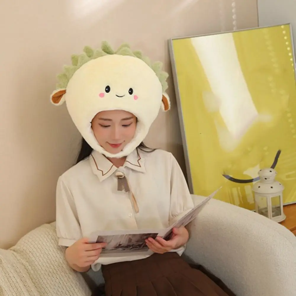 ความแปลกใหม่ยัดตุ๊กตา Plush ทุเรียนหมวกหนาหนา Plush หมวกของเล่นนุ่มสบายทุเรียน Plush หมวกตกแต่งรถ