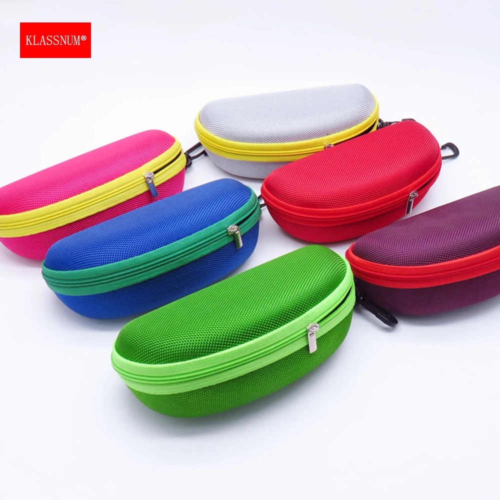 KLASSNUM-estuche de gafas EVA portátil con gancho de mosquetón, estuche rígido de gafas de sol de colores, Protector de gafas con cremallera, soporte de caja, nuevo