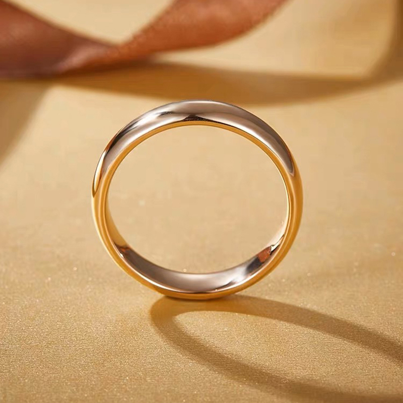 Lichtechter, feiner, 4 mm runder, 18 Karat goldener Ring für Damen und Herren, einfacher Ehering, Geschenkschmuck für Liebhaberpaare