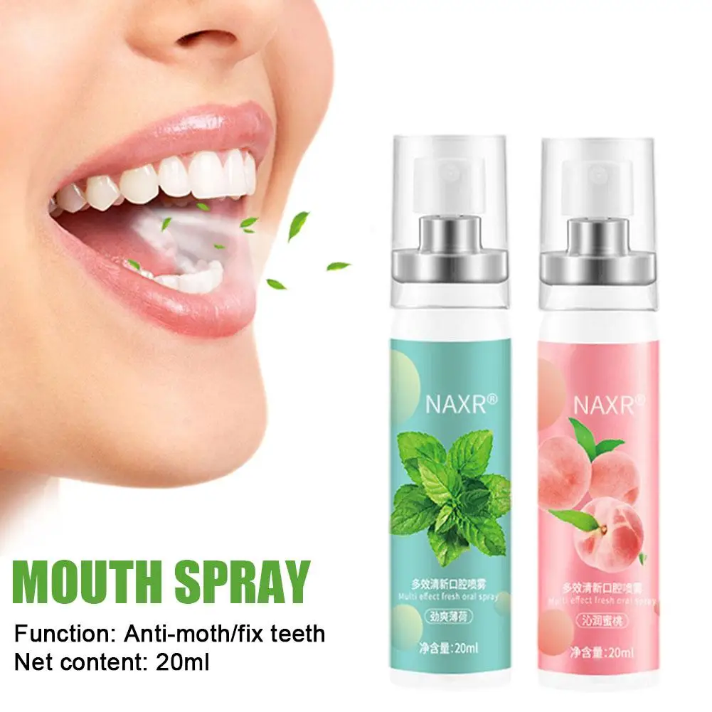 Fresh Breath Mint Peach Mouth Spray โปรไบโอติก Breath Freshener ที่มีประสิทธิภาพยาวนาน Bad Breath สเปรย์ยาสีฟัน Lasting Freshness