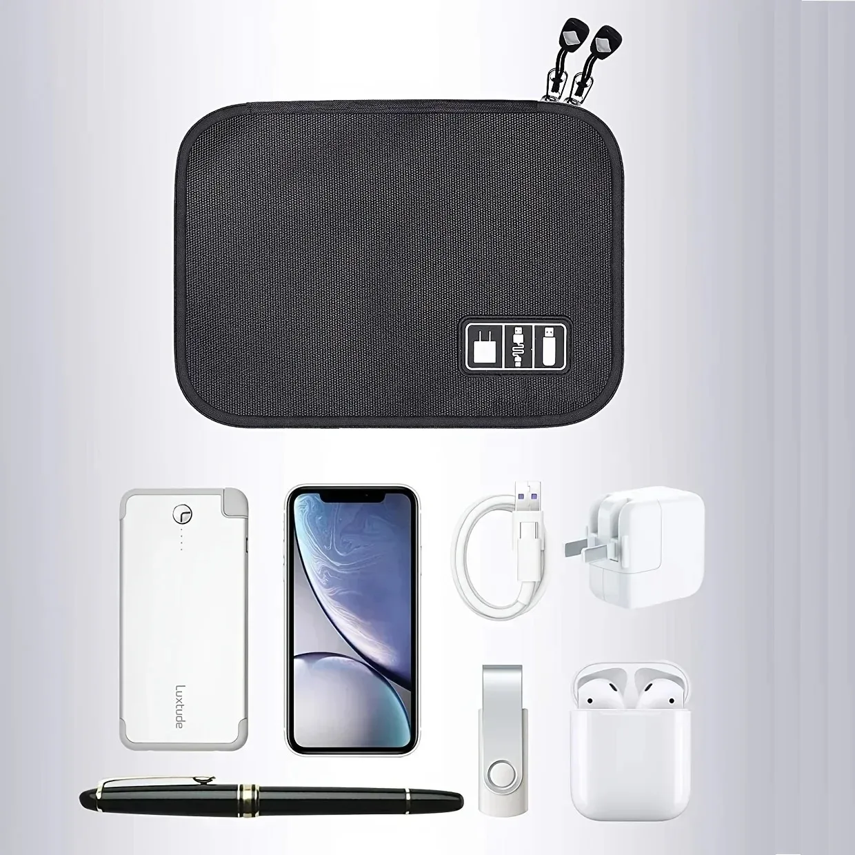 1-2PCS กระเป๋ากันน้ําหูฟังข้อมูลมือถือกระเป๋าเก็บสายเคเบิลกระเป๋าเก็บดิจิตอล Charger อุปกรณ์เสริมกระเป๋า