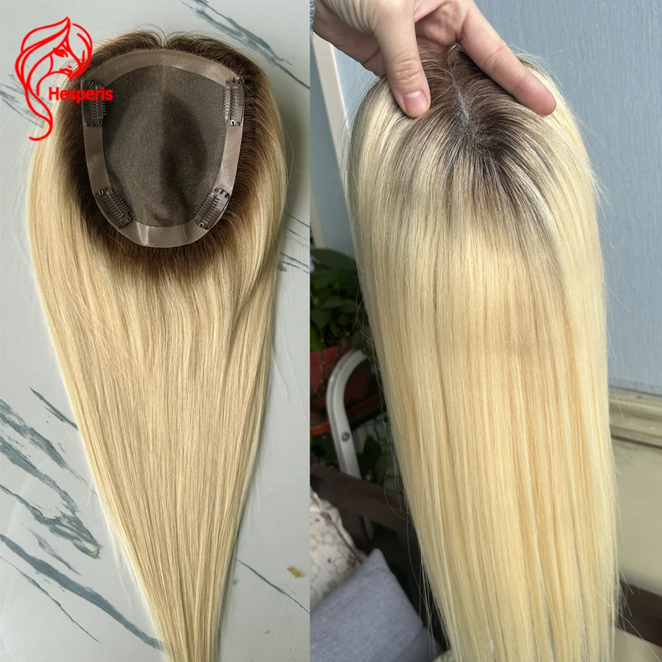 Raiz Marrom Hesperis # 613 topper cabelo virgem humano mono base 5x6 " toppers de cabelo para mulheres com desbaste cabelo feito à mão clipe em ha