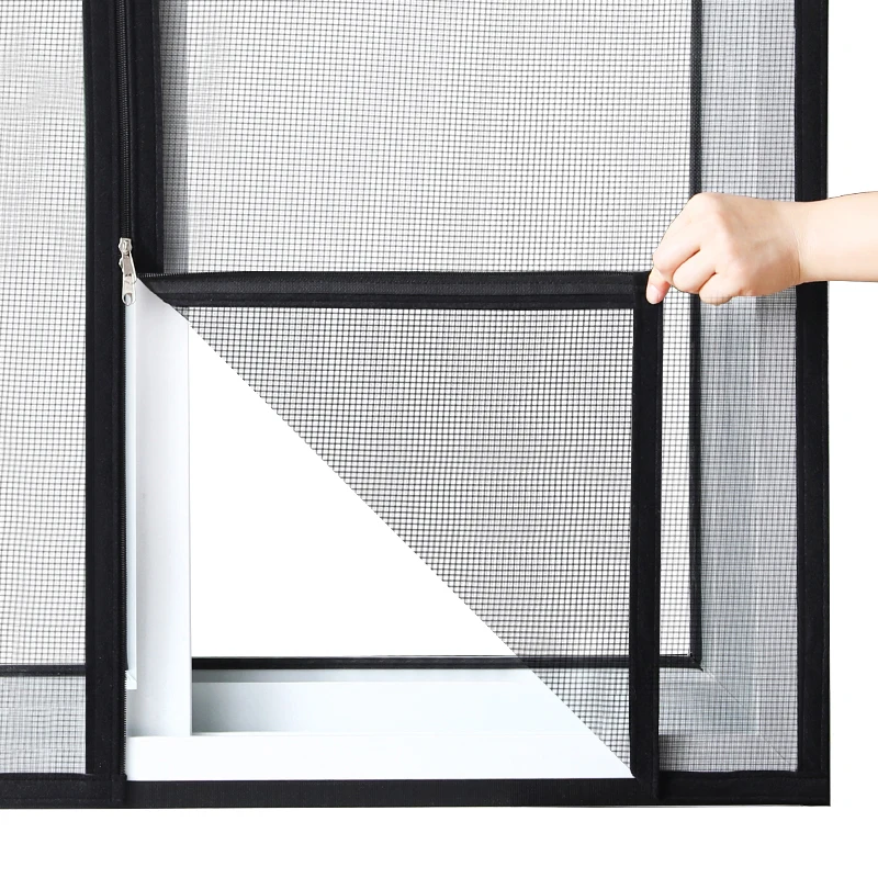 Black, Customized size，Window mesh with zipper Self-adhesive zipper,mosquito nets for windows anti mosquito window door curtain