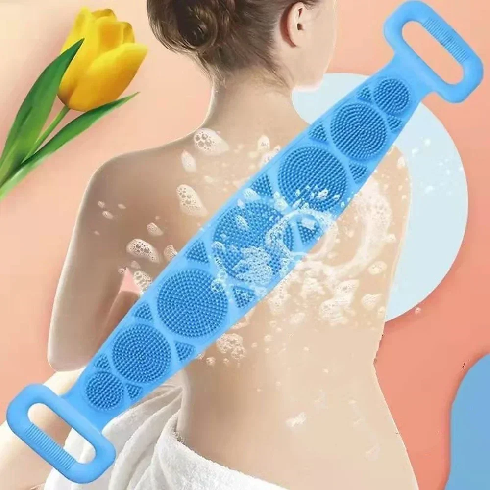 1pc Silikon Körper Wäscher Peeling Massage Pinsel Bad Handtuch Dusche Zurück Reinigung Werkzeug Lange Reiben Zurück Körper Sauber Pinsel