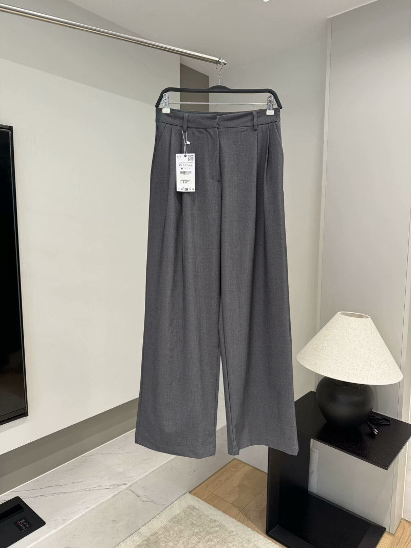 ETJ 2025 Conjunto de novo terno feminino de primavera com blazer cruzado acolchoado no ombro e calças largas plissadas de cintura alta