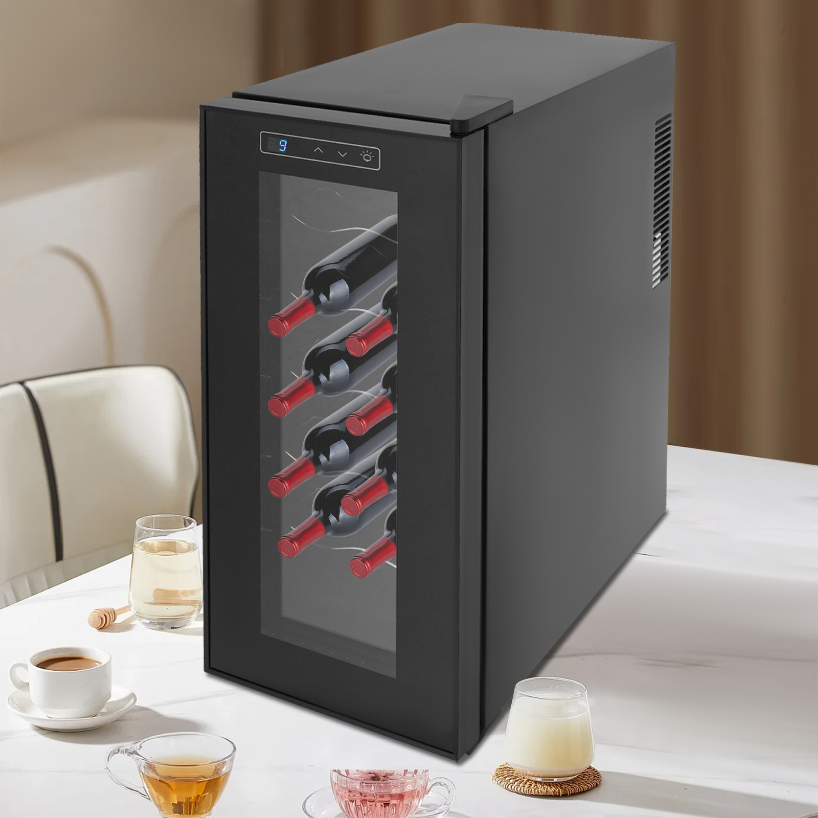 Weinkühlschrank 220 V-240 V 55 W 5-fach elektronischer Rotweinschrank Store Rotwein Champagner Schwarz